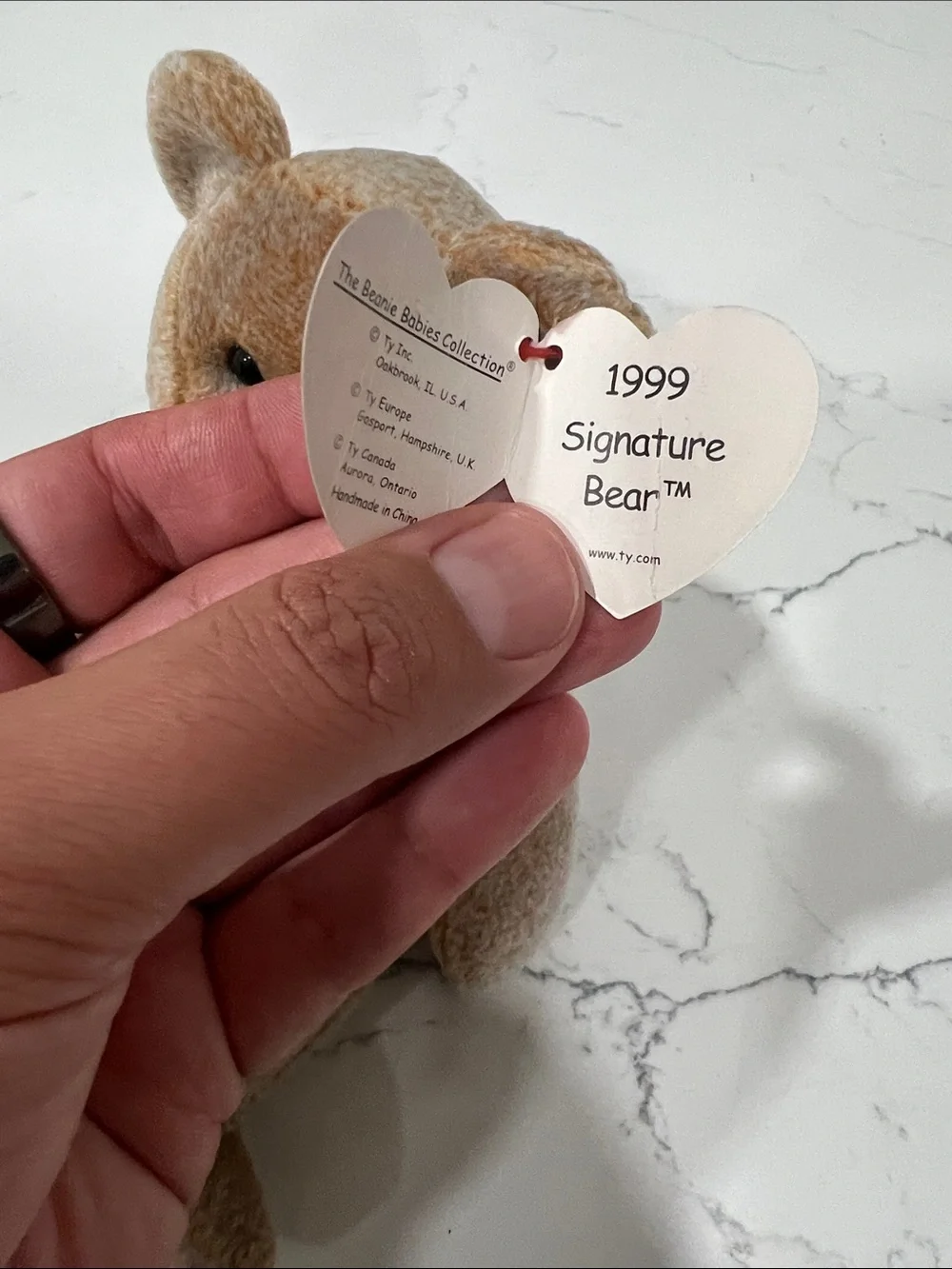 Ty 1999 Brown Beanie Baby Plush Bear with Red Heart Patch